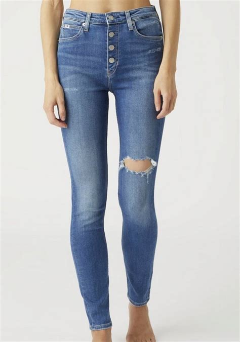 Calvin Klein Jeans Skinny Fit Jeans High Rise Skinny Mit Button Fly Verschluss And Destroyed