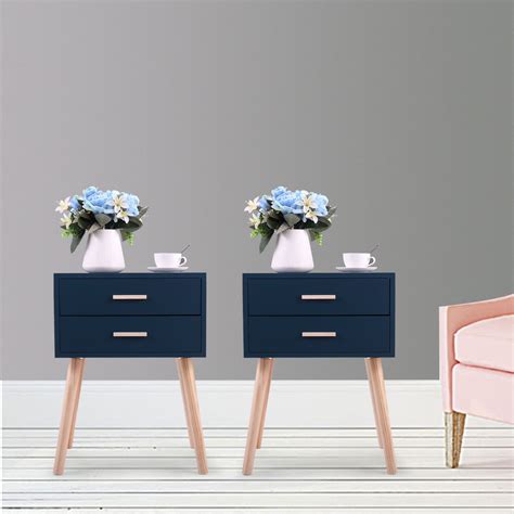 Set of 2 end tables. Jaxpety Set of 2 Side End Table Nightstand with 2 Drawers ...