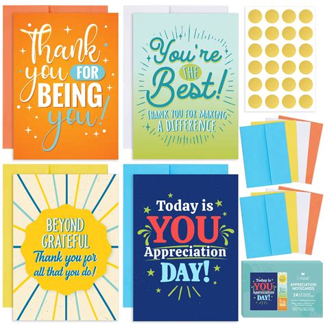 Buy 24 Appreciation Cards With Colorful Envelopes And Gold Stickers Team Ts Teacher Ts