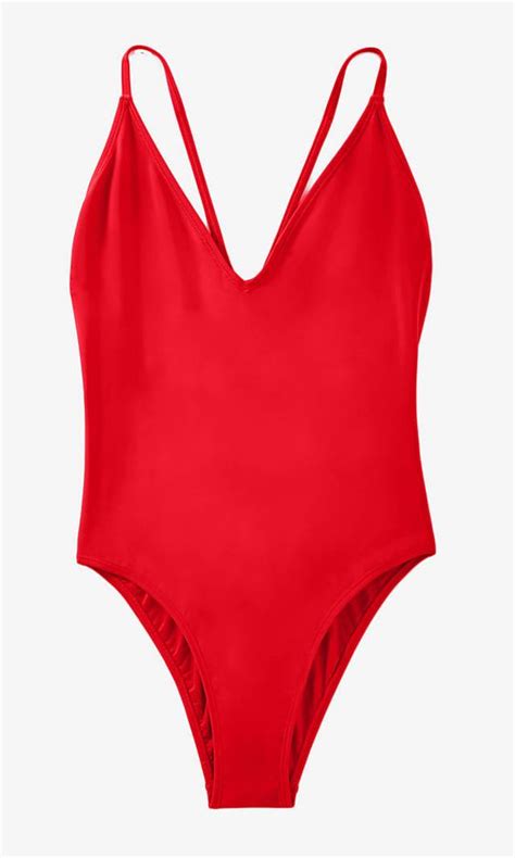 Red Deep V High Cut One Piece Swimsuit From Express Swimwear
