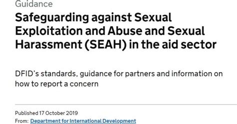 Safeguarding Against Sexual Exploitation And Abuse And Sexual Harassment Seah In The Aid