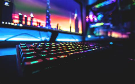 Black Rgb Gaming Keyboard Colorful Neon Computer Keyboards Pc Gaming 1080p Wallpaper In