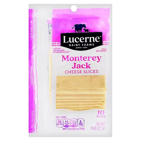 Lucerne Cheese Slices Monterey Jack 10 Count Shaws