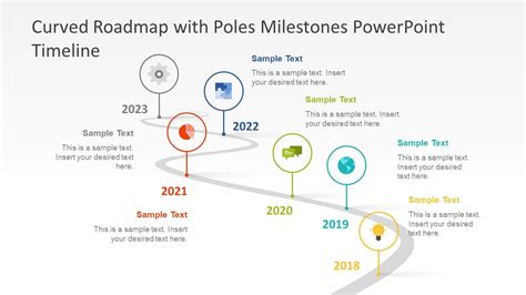 Curved Roadmap With Poles Milestones Powerpoint Timeline Slidemodel
