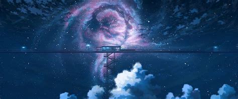 Anime Night Sky Stars Clouds Scenery 3840x1600 Space Hd Wallpaper Pxfuel