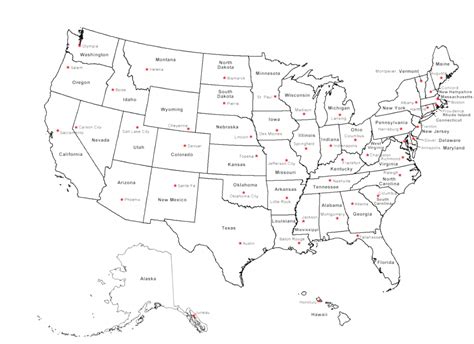 Usa Map With Capitals Printable