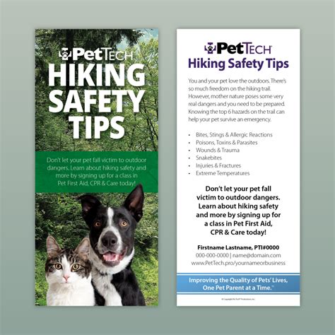 Hiking Safety Tips Rack Cards Pet Tech Marketing