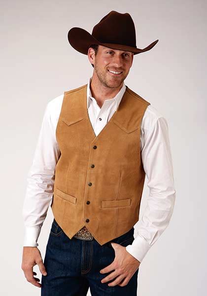 Roper Cow Suede Leather Western Vest Brown Big Sizes Mens