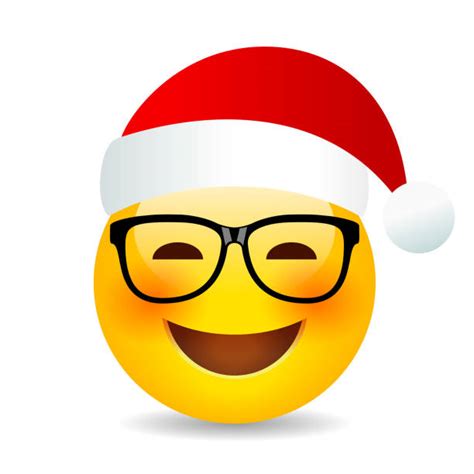 70 Smiley Face Of Santa Claus Yellow Emoticons With Christmas Hat