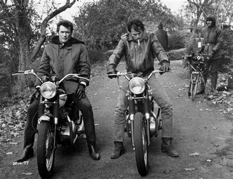 Clint Eastwood and Don Stroud on Triumphs while filming ...