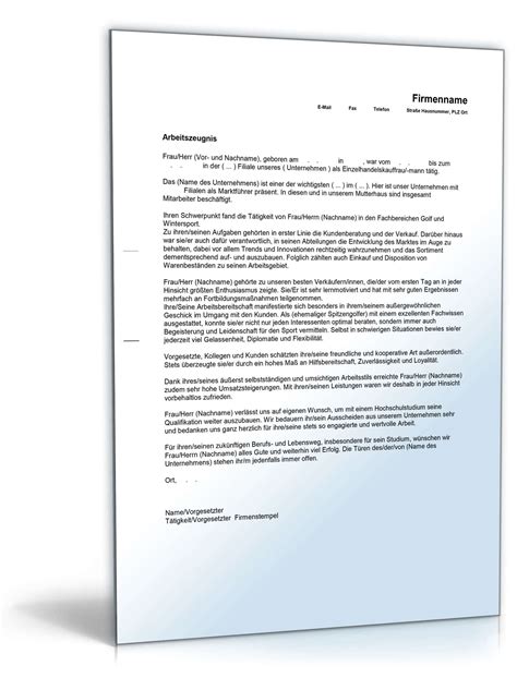 Bewerbung zum kaufmann im einzelhandel. Arbeitszeugnis Muster Verkäuferin Einzelhandel