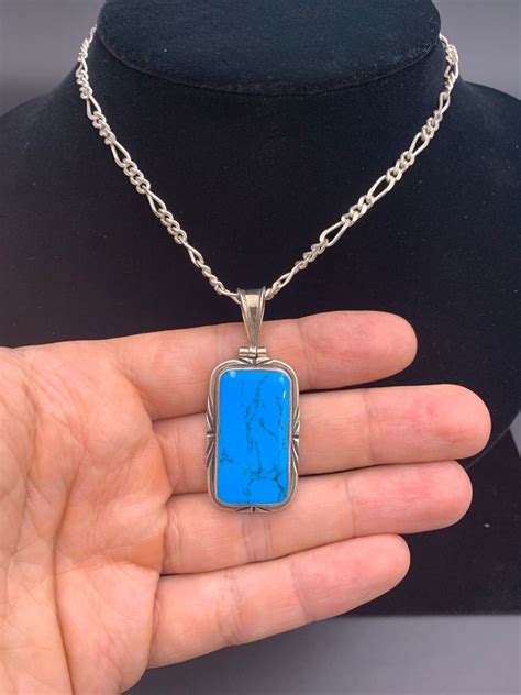 Blue Turquoise Sterling Pendant Pendant With Blue Turquoise