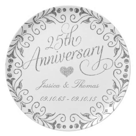 25th Silver Wedding Anniversary Decorative Plate Zazzle