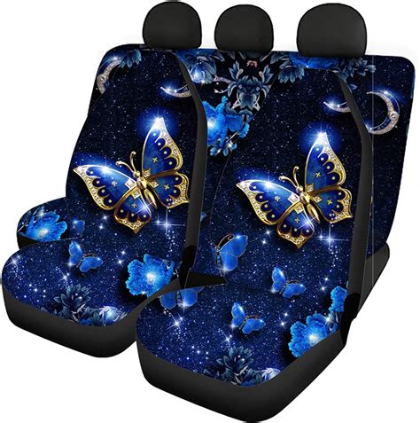 goyentu blue butterfly car seat covers for front rear seats full set decorative car accessories
