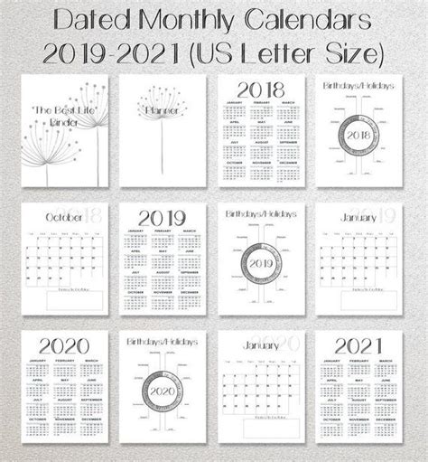 Just to give you a comparison just 6 months chapter 2. 2019-2021 Monthly Printable Calendars (Instant Digital ...