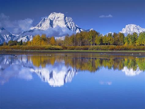 Nature Mount Moran Reflected In The Snake River Grand Teton National