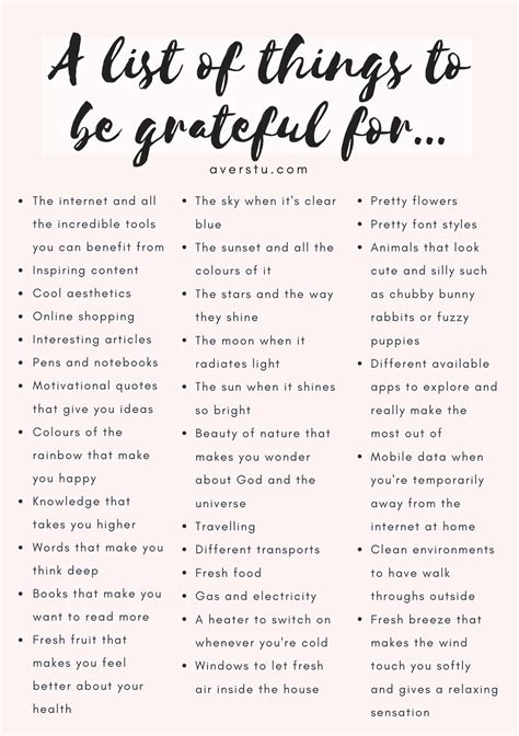 A List Of Things To Be Grateful For Gratitude Quotes Thankful