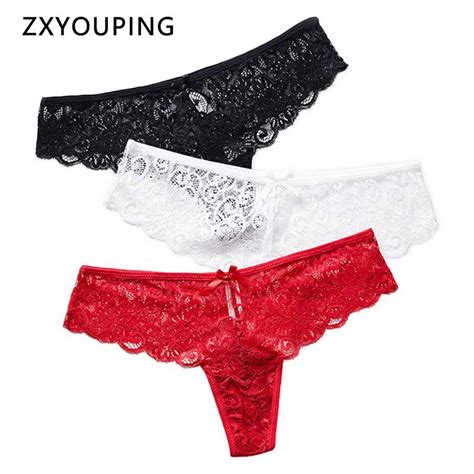 Hollow Out Lace Thong Women Underwear Low Rise Sexy Panties Ice Silk Material Embroidery Floral
