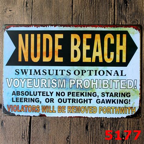 X Cm Nude Beach Vintage Home Decor Tin Sign Wall Decor Metal Sign