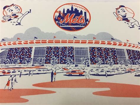 New York Mets Baseball Placemat Shea Stadium Mr Met Domino Vintage