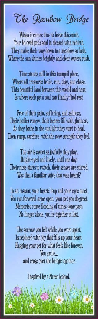 A loving poem of the journey a pet and their guradian takes to rainbow bridge after this life petloss grief support. Pet Loss Signs | Rainbow Bridge Poem | Fun Sign Factory