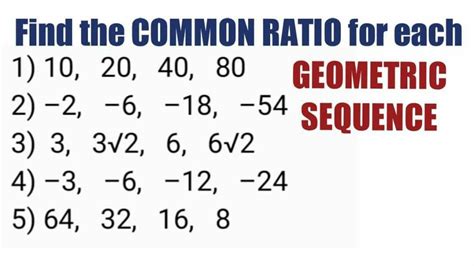 Find The Common Ratio For Each Geometric Sequence Grade 10 Module