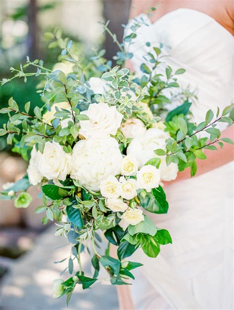 Bouquet Of Ivory Flowers And Greenery Elizabeth Anne Designs The