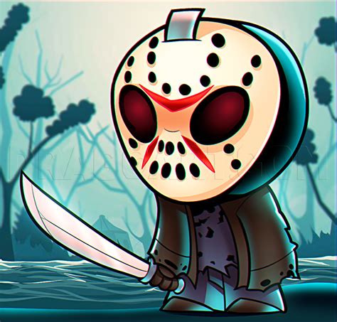 Jason Voorhees Drawing Lesson Step By Step Drawing Guide By Dawn Dragoart