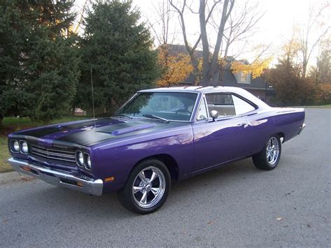 1969 Plymouth Road Runner Plum Crazy Purple Exterior White Interior