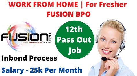 Fusion Bpo Hiring For Fresher 12th Pass Out Inbound Process Work From