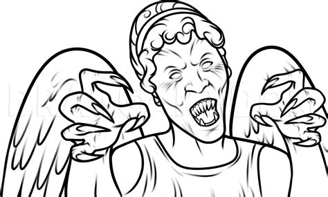 How To Draw A Weeping Angel From Doctor Who Coloring Page Trace Drawing