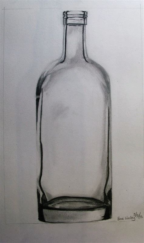 Glass Bottle Pencil Drawing 01 By Woolleybrammoth Bottle Drawing