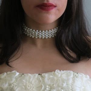 Bridal White Pearl Choker Necklace Etsy
