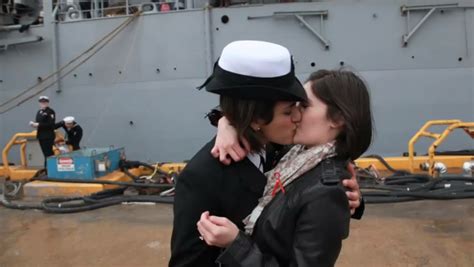 Lesbian Couple Share First Kiss After Navy Ship Docks Video