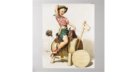 cowgirl riding pin up poster zazzle