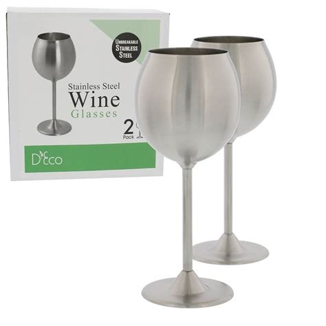 2x Deco Stainless Steel Wine Glass Outdoor Party Camp Poolside