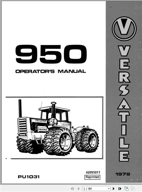 New Holland Versatile 950 Tractors Operators Manual42095011