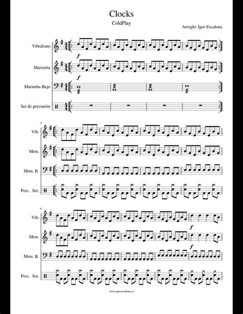 Clocks Coldplay Sheet Music For Percussion Download Free In Pdf Or Midi