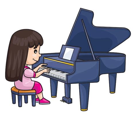 Premium Vector Cartoon Girl Playing The Piano