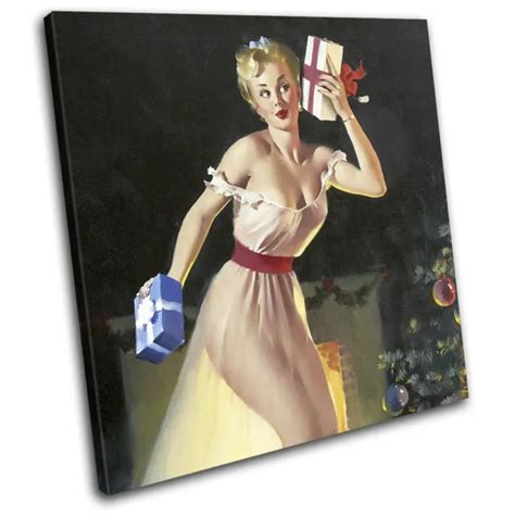 VINTAGE GIRL POSTER Sexy Retro Pin Ups SINGLE CANVAS WALL ART Picture