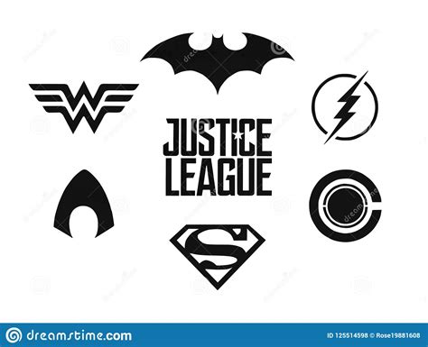 Set Of Justice League Dc Comics Black Logos Editorial Stock Photo
