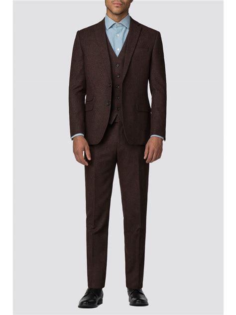 Branded Rust Brown Donegal Slim Fit Suit Jacket Suit Direct