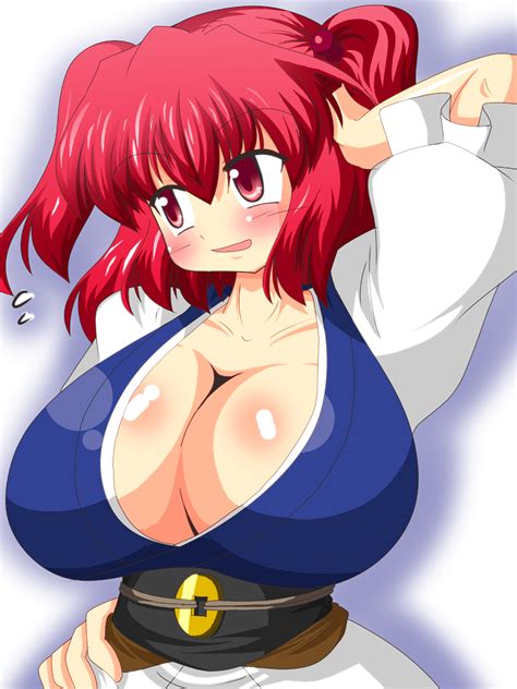 Akasode Tyaramu Onozuka Komachi Touhou Highres 1girl Belt Breasts Cleavage Curvy