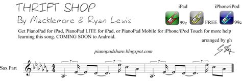 Thrift Shop Alto Sax Sheet Music Thrift Shop By Macklemore And Ryan