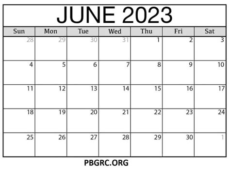 Blank June 2023 Calendar Fillable Templates With Notes
