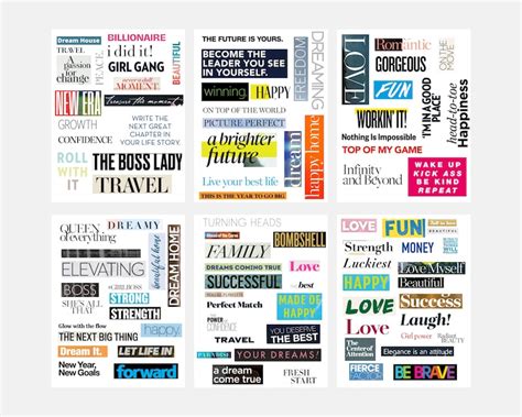 100 Real Magazine Words Cutouts Printable Vision Board Words Vision