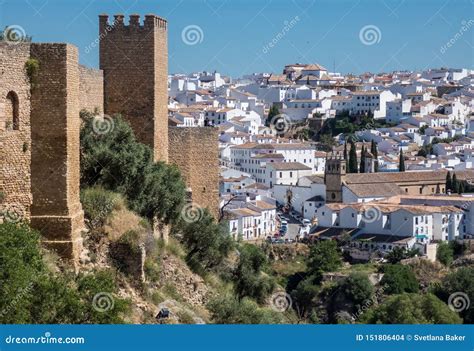 Panoramic View Of The Old Walls And Town In Ronda Malaga Province