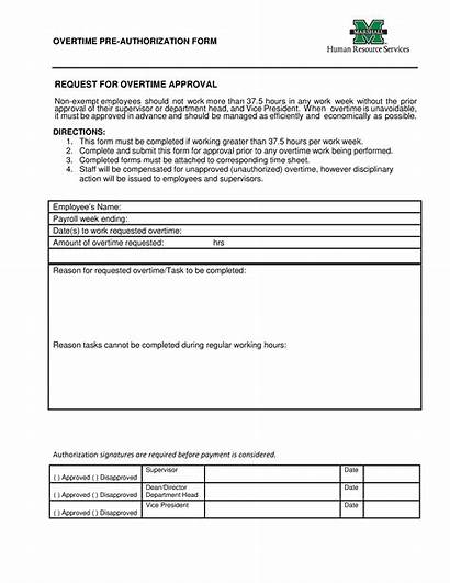 Overtime Form Authorization Pre Template Forms Templates