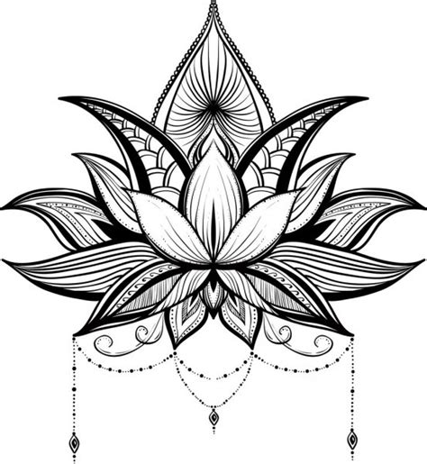 Lotus Flower Sacred Geometry Vector Illustration Isolated On White