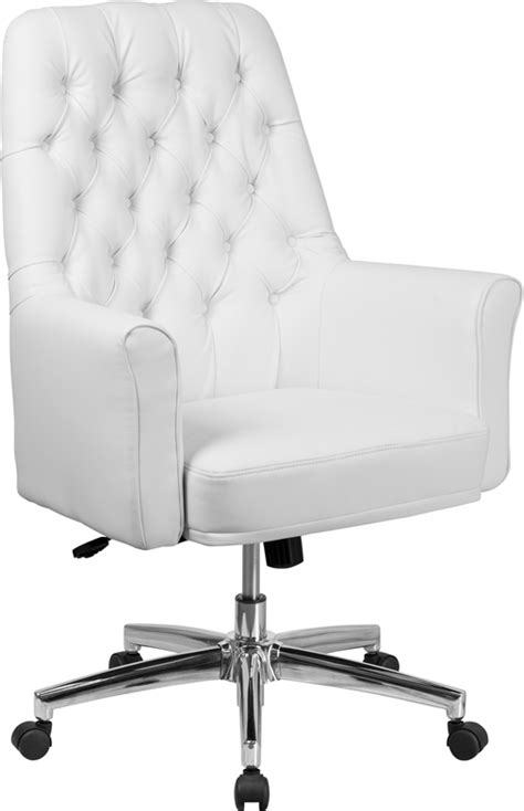 Cleverly constructed to fit any home's decor from industrial and coastal, to glam and boho chic. Mid-Back Traditional Tufted White Leather Executive Swivel Office Chair With Arms - Restaurant ...